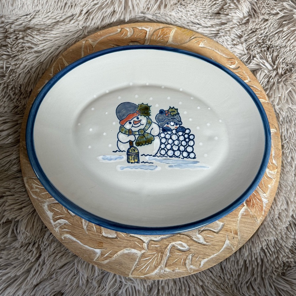 RARE VINTAGE LOUISVILLE POTTERY SNOWMAN SERVING PLATTER LIKE NEW